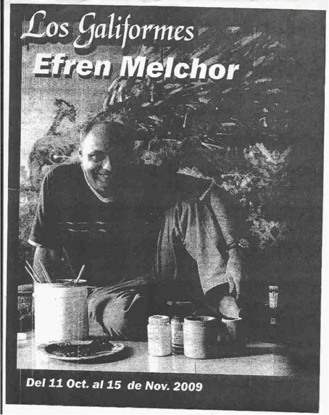 Efren Melchor y su arte en la exposición 'Galiformes' (2009).