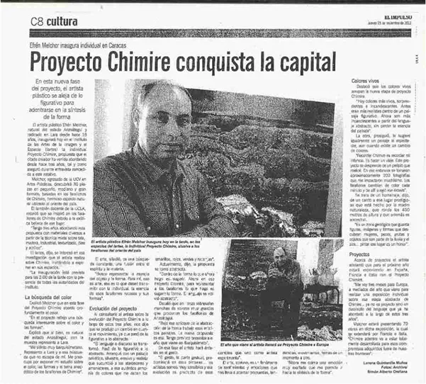 Efren Melchor en la exposición 'Proyecto Chimire'.