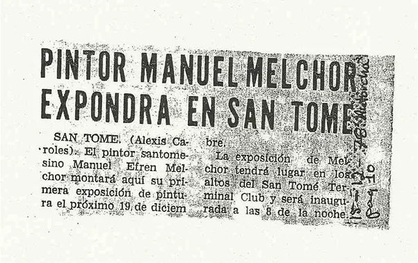 Efren Melchor expone en San Tomé en 1978