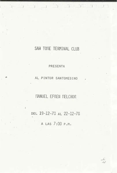 Exposicion en San Tomé Terminal Club en 1978